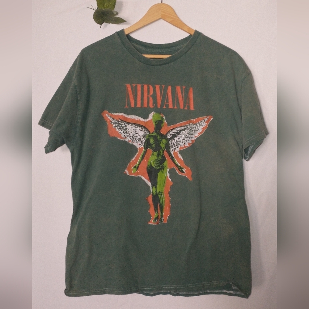 Nirvana In Utero Graphic T-Shirt in Green 90's Large